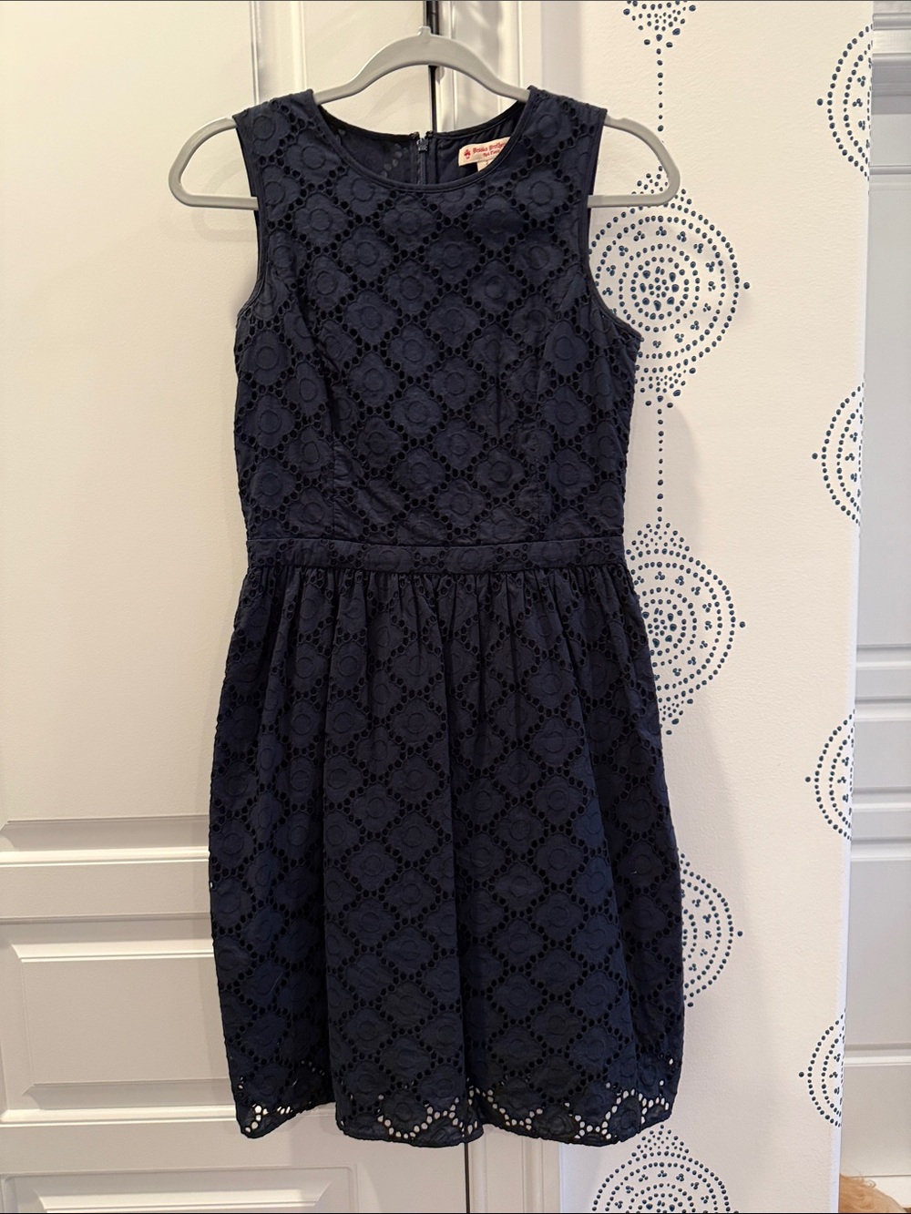 Brooks Brothers Navy Eyelet Fit-and-Flare Mini Dress